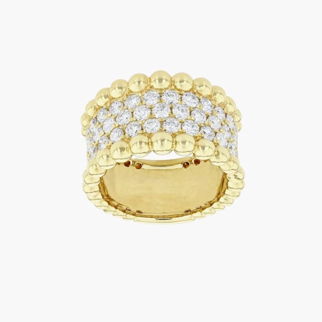 14k Yellow Gold Ring, Natural Diamond Pave Ring, Anniversary Gift Ring, Indian Handmade Ring, Real Gold Diamond Ring Women