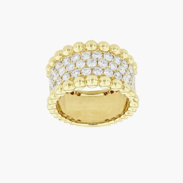 14k Yellow Gold Ring, Natural Diamond Pave Ring, Anniversary Gift Ring, Indian Handmade Ring, Real Gold Diamond Ring Women