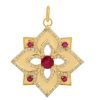 14k Yellow Gold Pendant, Pave Diamond Pendant, Indian Ruby Gemstone Diamond Pendant, Diamond Gemstone Floral Pendant Gift for Women