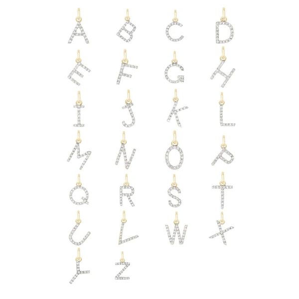 Yellow Gold Name Charm, Custom Gold Initial H Charm, 14k Gold Monogram Alphabet Pendant, Diamond Personalized Letter Pendant