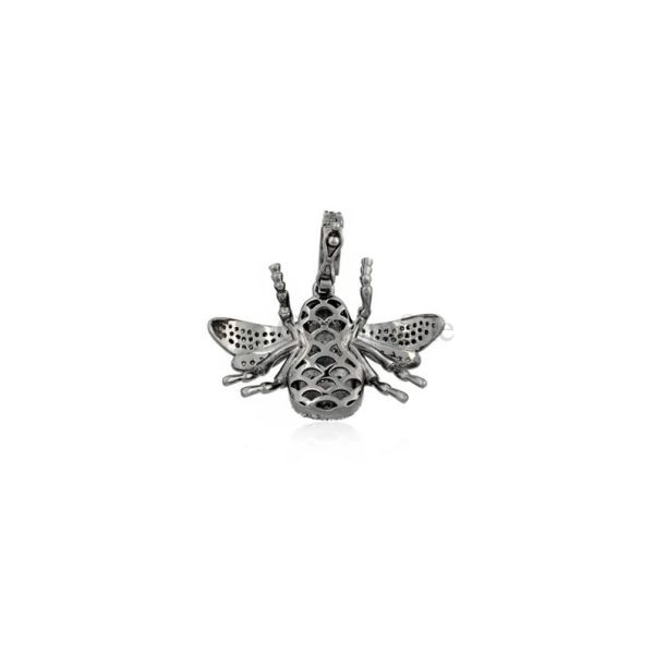 925 Sterling Silver Vintage Charms Pendant Jewelry, Pave Diamond Honey Bee Pendant, Diamond Bee Pendant, Silver Bee