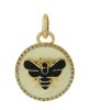 14k Yellow Gold Charm, Gold Enamel Pendant, Gold Insect Charm Pendant, Handmade Insect Flying Bee Charm Pendant Gift for Women