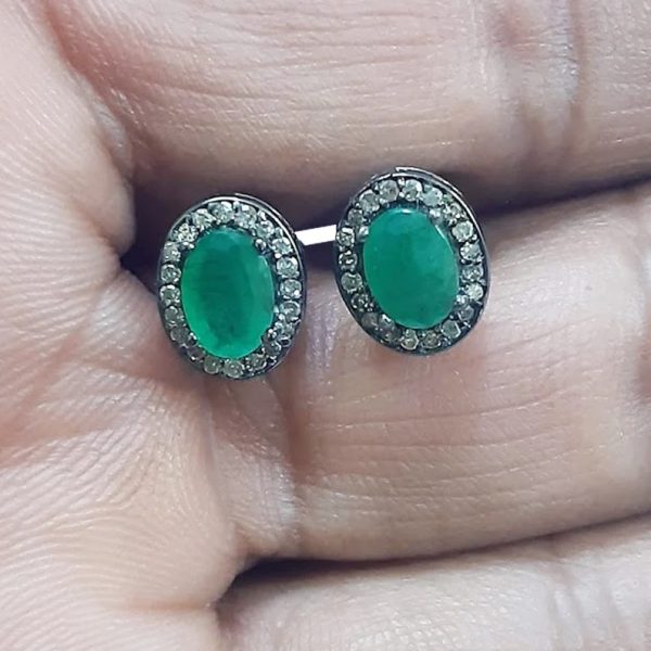 Diamond Stud Earrings, Pave Diamond Studs, Gemstone Stud Earrings, Emerald Stud Earrings, Blue Sapphire Stud Earrings, Ruby Studs