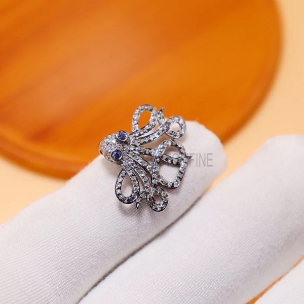 Halloween Sale!! Pave Diamond Pendant, Diamond Pendant,Octopus Pendant, Silver Diamond Pendant, Pave Diamond Jewelry,Diamond Charm