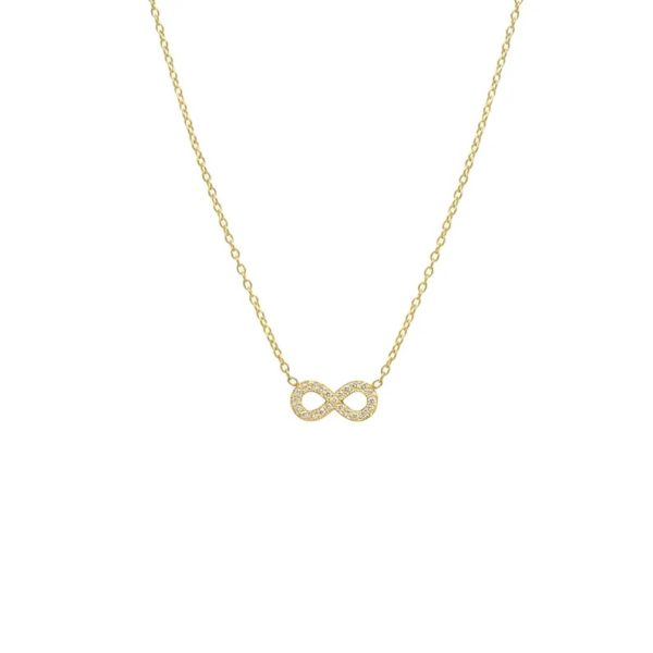 Infinity Necklace, Pave Diamond Necklace, Necklace Infinity For Women, Yellow Gold Necklace, 18 Inches Chain Necklace for Love