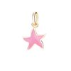 Pink Enamel Charm, Gold Pink Enamel Pendant, Yellow Gold Star Charm, Gold Star Pendant for Love Friendship Day Gift