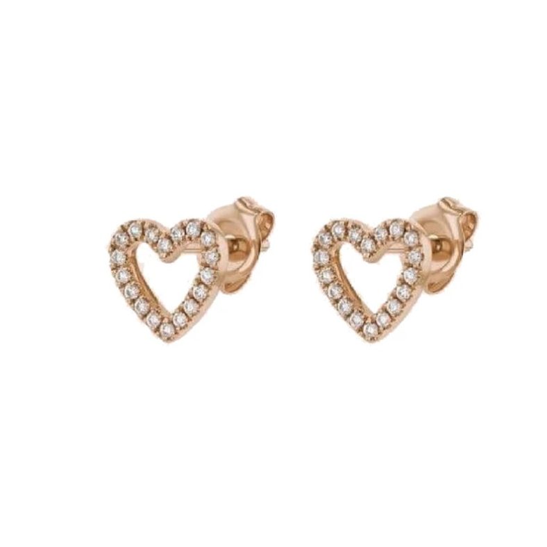 Pave Diamond Heart, Diamond Heart Studs, Gold Stud Earrings, Gold Diamond Stud Earrings, Real Diamond Earrings Gift for Women
