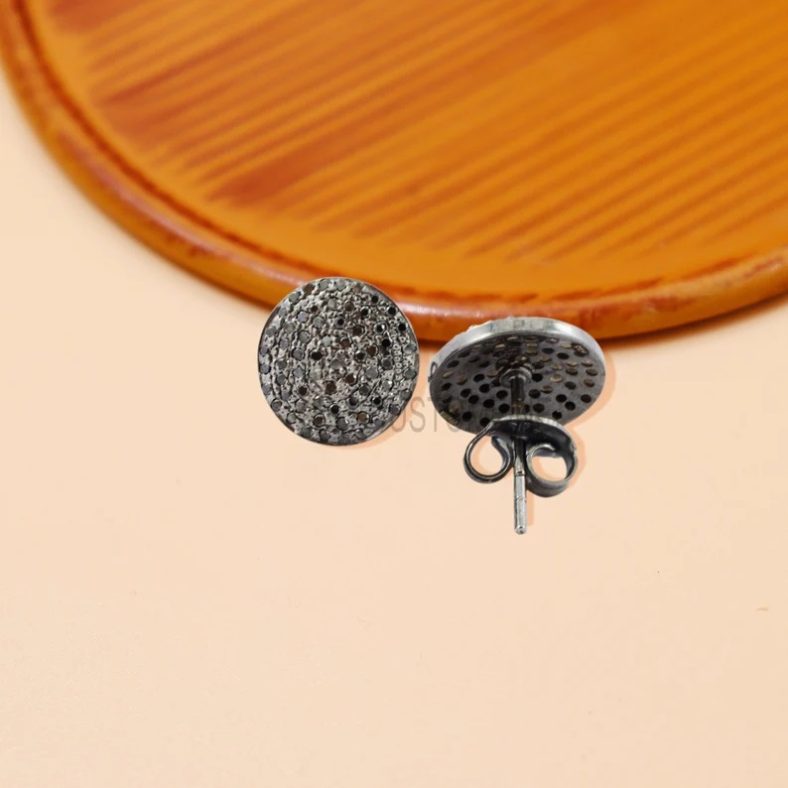 925 Sterling Silver Black Spinel Stud Earrings, Silver Black Spinel Stud Earrings, Handmade Silver Black Spinel Earrings