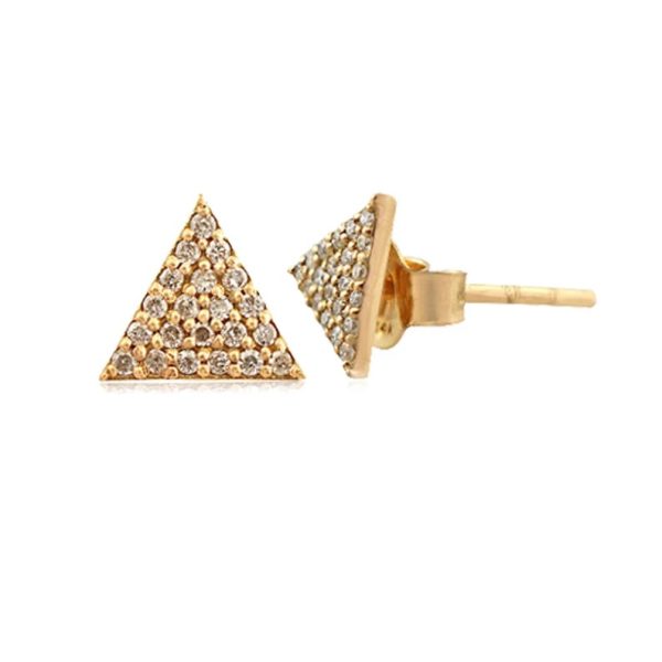 Diamond Triangle Studs, Pave Diamond Studs, Diamond Stud Earrings, Natural Diamond Real Stud Earrings, 14k Gold Stud Earrings