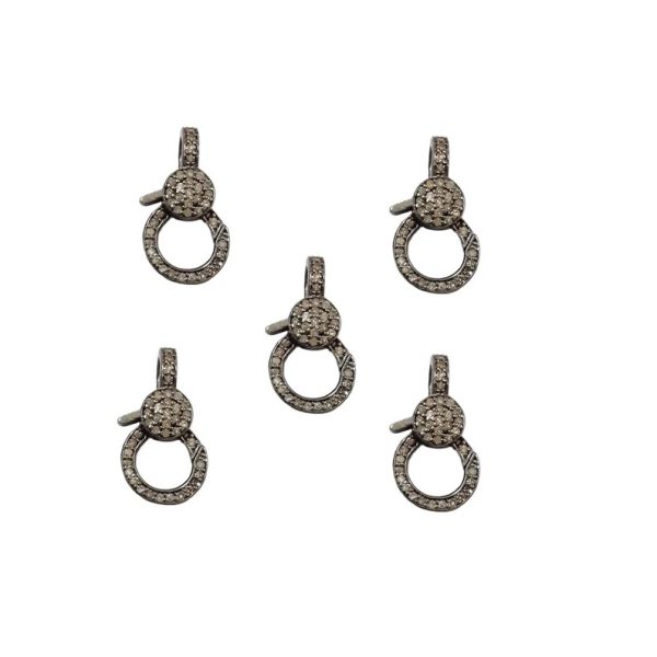 Pave Diamond Lock, Diamond Spring Lock, Diamond 925 Silver Charm Lock, Diamond Spring Finding, Diamond Finding Jewelry Accessories