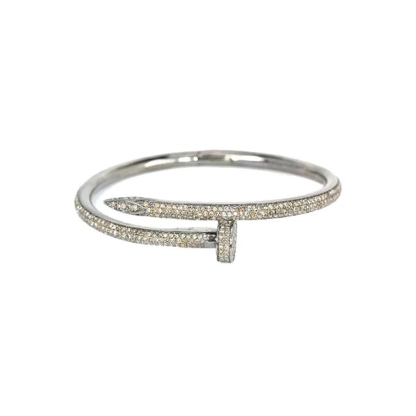 Pave Diamond Bracelet, 925 Sterling Silver Bracelet, Diamond Bangle Bracelet, Handmade Diamond Pave Cuff Bracelet Gift for Women