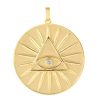Natural Diamond Sunburst Triangle Charm Disc Pendant 14k Yellow Gold Women Fine Evil Eye Jewelry Gift For Her Birthday Gift