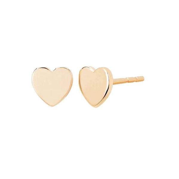 Yellow Gold Minimalist Studs, 14k Gold Heart Studs, Gold Heart Studs for Love, Gold Stud Earrings Gift for Friend