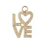 Yellow Gold Pendant, Pave Diamond Love Pendant, Gold Diamond Pave Pendant, Diamond Gold Pendant Birthday Gift for Love