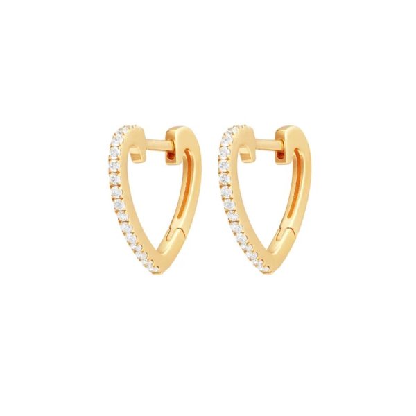 Pave Diamond Hoop Earrings, 14k Gold Minimalist Hoop Earrings, Diamond Gold Earrings, 14k Yellow Gold Huggie Earrings