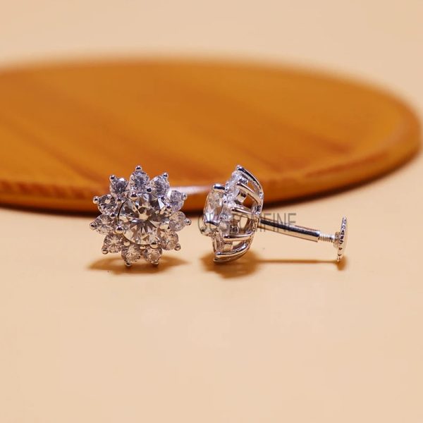 Sterling Silver Diamond Stud Earrings, Diamond Stud Earrings, Silver Stud Earrings, Handmade Diamond Silver Stud Earrings For Women's