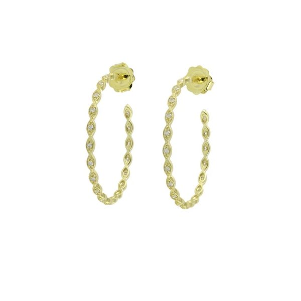 14k Yellow Gold Hoop Earrings, 14k Gold Hoop Earrings, Pave Diamond Hoop Earrings, Gold Diamond Hoop Earrings Gift for Women
