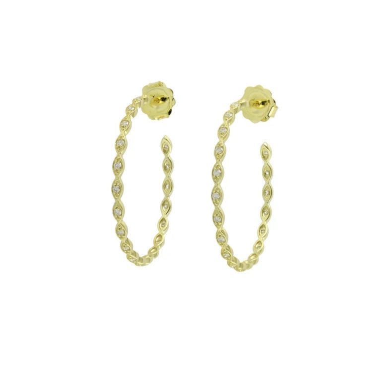 14k Yellow Gold Hoop Earrings, 14k Gold Hoop Earrings, Pave Diamond Hoop Earrings, Gold Diamond Hoop Earrings Gift for Women