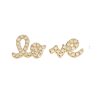 Pave Diamond "Love" Stud Earrings, Diamond Pave Studs, 14k Yellow Gold Diamond Stud Earrings, 14k Gold Stud Earringsfor Her