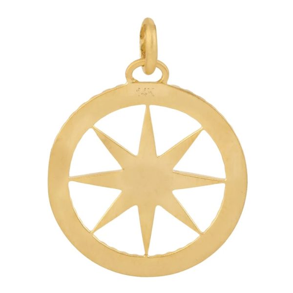 14k Yellow Gold Compass Charm Necklace Pendant Travel Compass Pendant Jewelry Gift For Her Birthday Gift
