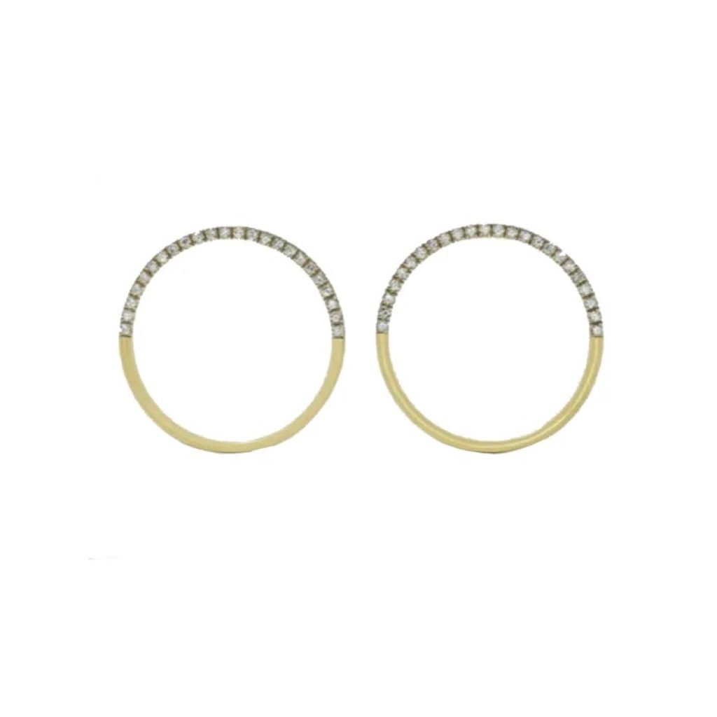 Yellow Gold Hoop Earrings, Natural Diamond Hoop Earrings, Pave Diamond Hoop Earrings, Gold Diamond Earrings Wedding Gift Women