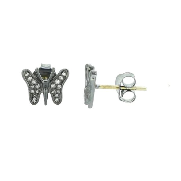 Pave Diamond Butterfly Studs, Pave Diamond Stud Earrings, Diamond Pave Butterfly Stud Earrings, 925 Silver Stud Earrings for Women