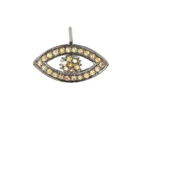 Yellow Sapphire Evil Eye Charm, Gemstone Charm Pendant, Pave Set Gemstone Evil Eye Charm, Gemstone Charm Pendant Halloween Day Gift