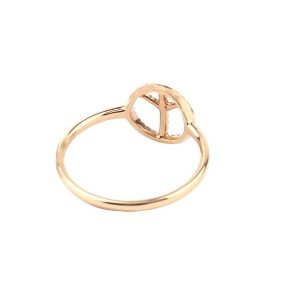 Pave Diamond Ring, Diamond Peace Sign Ring, 14k Yellow Gold Ring, Gold Diamond Ring Jewelry, Diamond Gold Wedding Engagement Ring