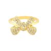 Diamond Ring, Pave Diamond Bow Ring, 14k Yellow Gold Bow Tie Ring, Diamond 14k Yellow Gold Ribbon Bow Ring Birthday Gift