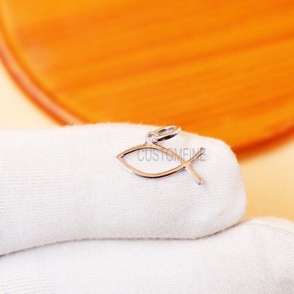 18k Yellow Gold Christian Fish Pendant/Charm for Necklace for Women Men