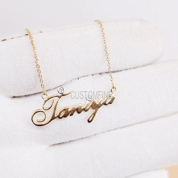 Natural Pave Diamond Initial Name Handmade Sterling Silver Personalized Chain Necklace, Custom Initial Necklace