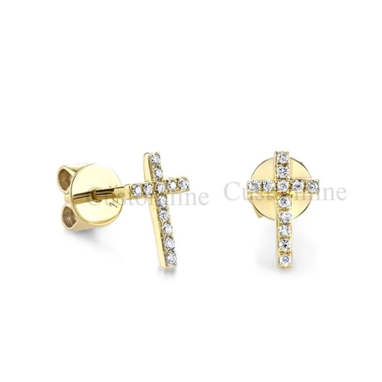 Everlasting Gold 14k Gold Cross Studs Earrings 14k Gold Cross Studs Earrings, Stick Gold Studs, 14k Gold Stud, Women's Gold Stud Earrings