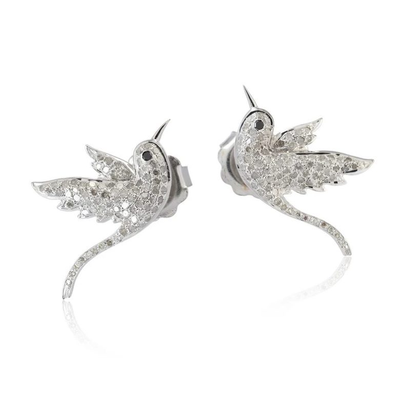 925 Silver Studs Earrings, Sparrow Studs, Gold Plated Studs, CZ Diamonds Studs, Sparkling Studs Earrings For Women's Halloween Gift Jewelry