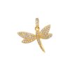14k Gold Mini Diamond Dragonfly Pendant, Diamond Dragonfly Pendant, Gold Dragonfly Charm, Handmade Gold Diamond Dragonfly Charm Pendant