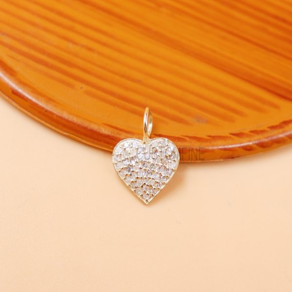 14k Gold Diamond Heart Charm, 14K Diamond Heart Pendant, 14k Gold Diamond Heart Necklace, Handmade Gold Diamond Heart Charm Gift For Her