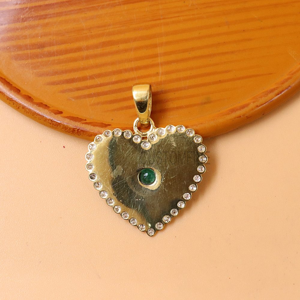 Enamel with Diamond Handmade Evil Eye Heart Pendant Sterling Silver Pendant, Designer Enamel with Diamond Pendant, Enamel Heart Pendant