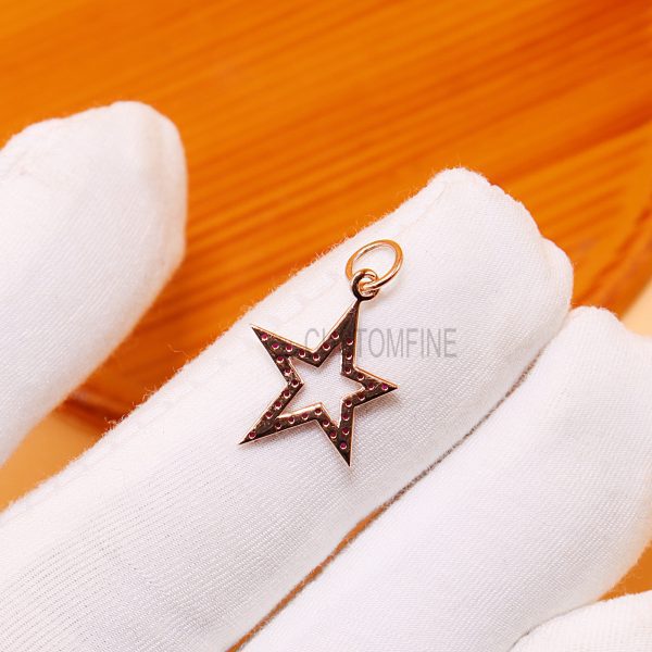 14k Gold Star Charm, 14K Diamond Star Pendant, 14k Gold Diamond Star Necklace, Star Charms, Handmade Gold Diamond Star Charm
