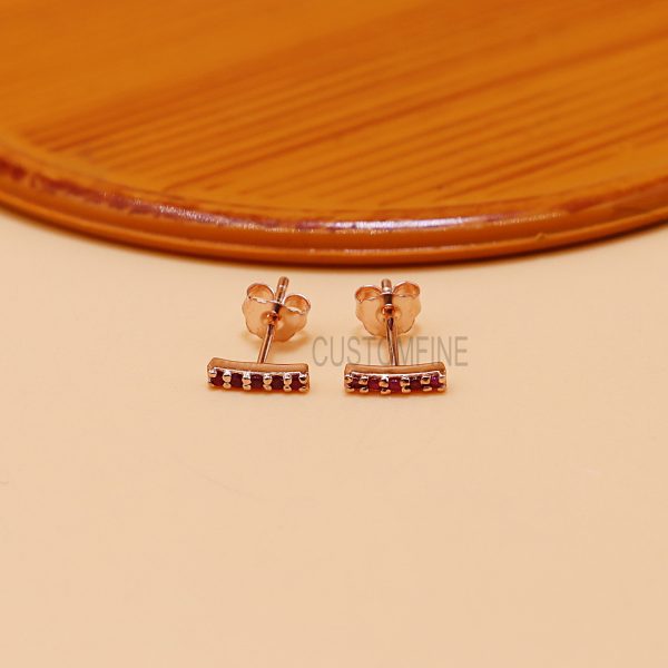 14k Gold Mini Gemstone Bar Studs Earrings, Gold Gemstone Bar Stud Earrings, Handmade 14k Gold Bar Stud Earrings Jewelry For Women's