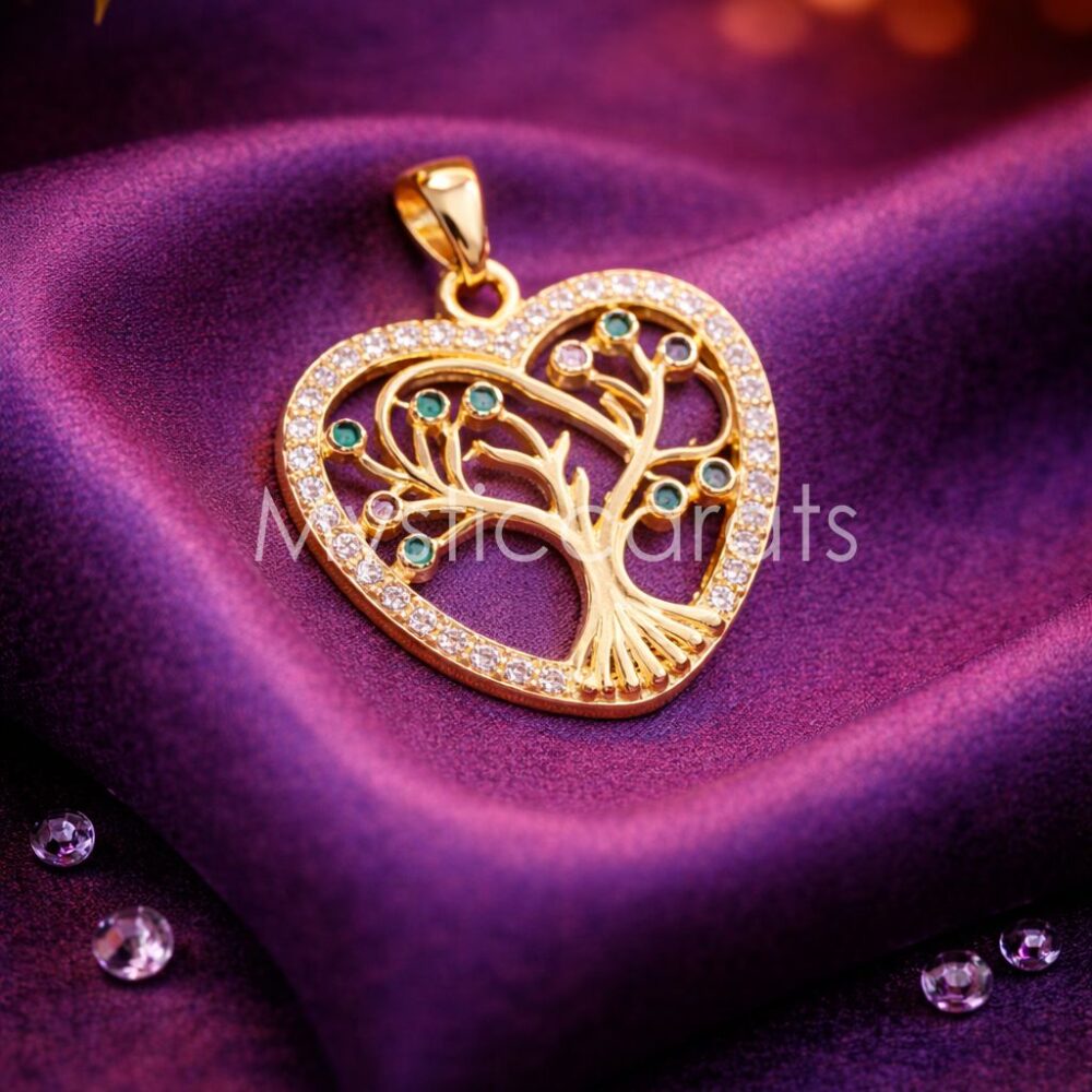 925 Sterling Silver Gold Plated Heart Tree of Life Pendant