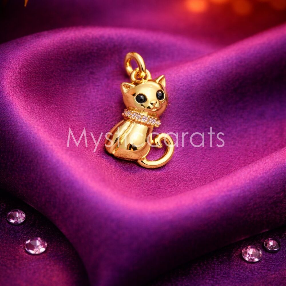 925 Sterling Silver Gold-Toned Sitting Cat Pendant