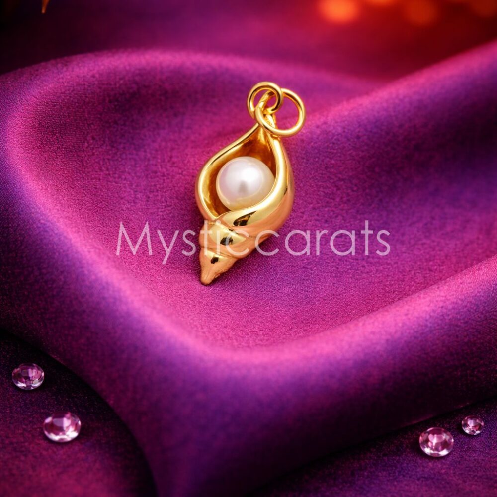 925 Sterling Silver Gold-Plated Shell & Pearl Pendant