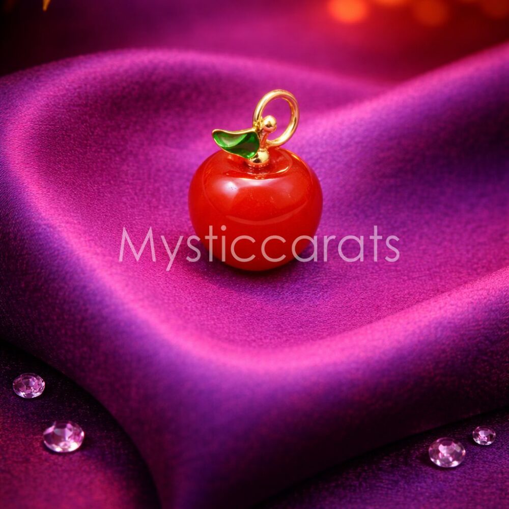Gold Plated 925 Sterling Silver Red Apple Charm Pendant