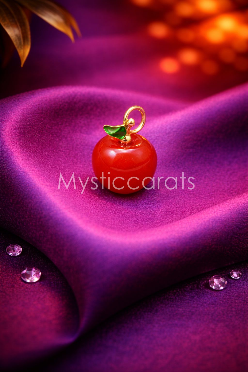 Gold Plated 925 Sterling Silver Red Apple Charm Pendant