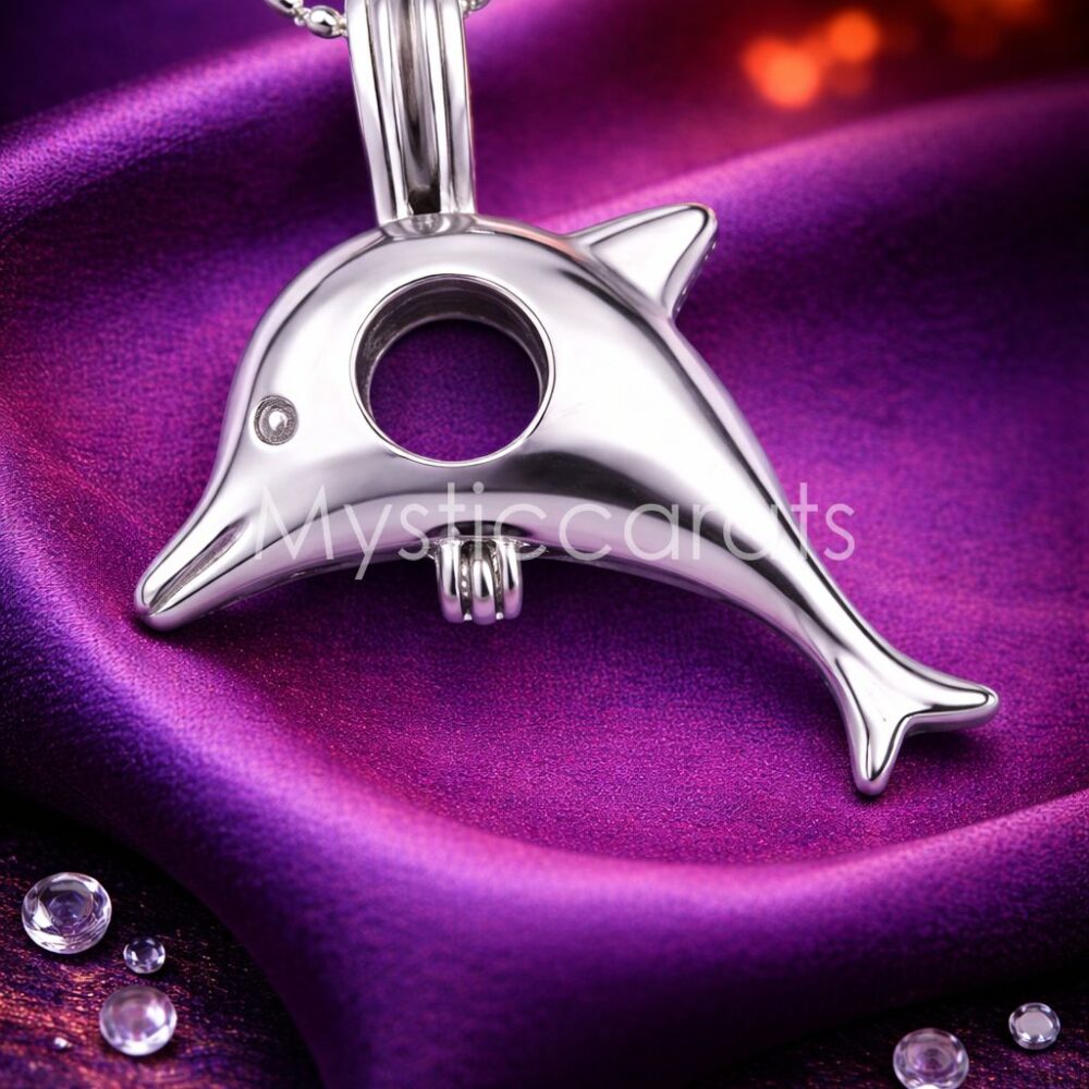 925 Sterling Silver Dolphin Pearl Cage Pendant
