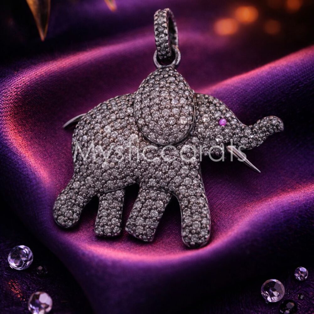925 Sterling Silver Full Pave Elephant Pendant