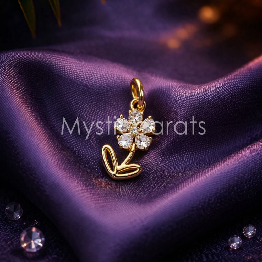 925 Sterling Silver Gold Plated Flower & Leaf Pendant