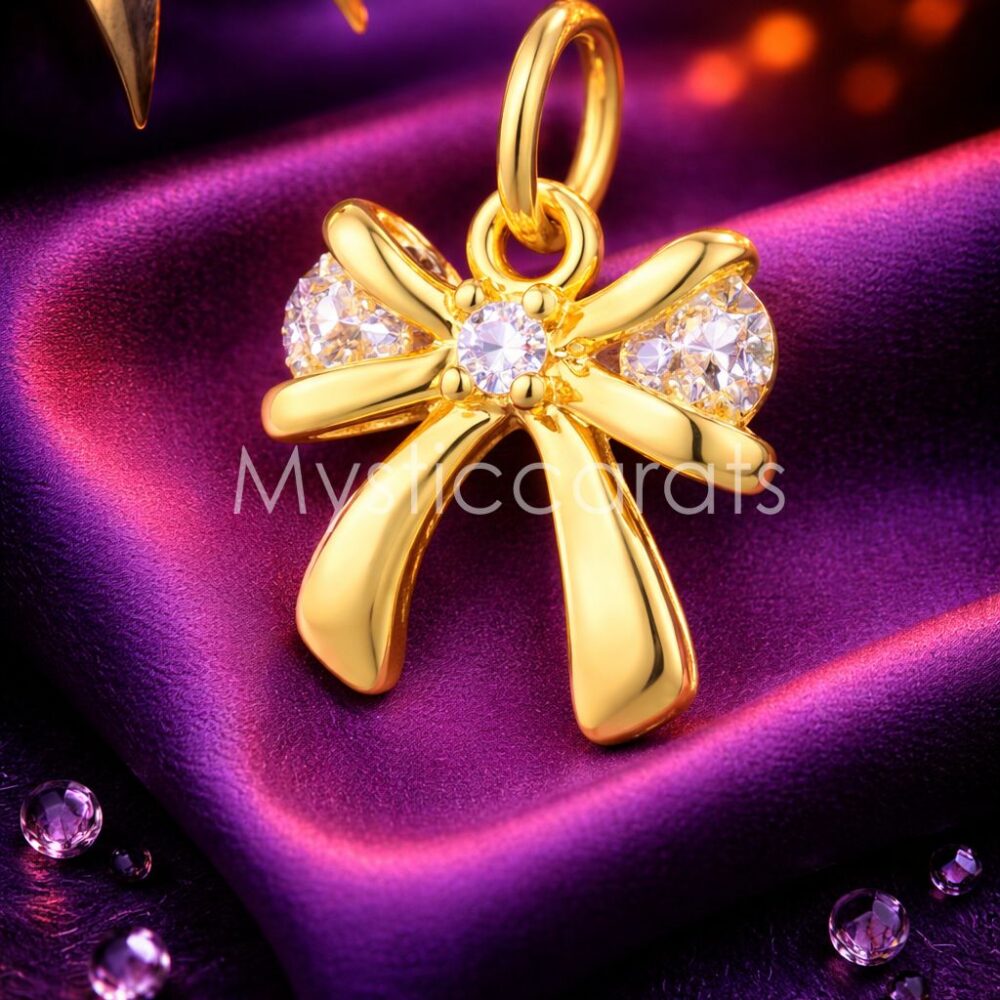 Silver Bow Knot Crystal Pendant