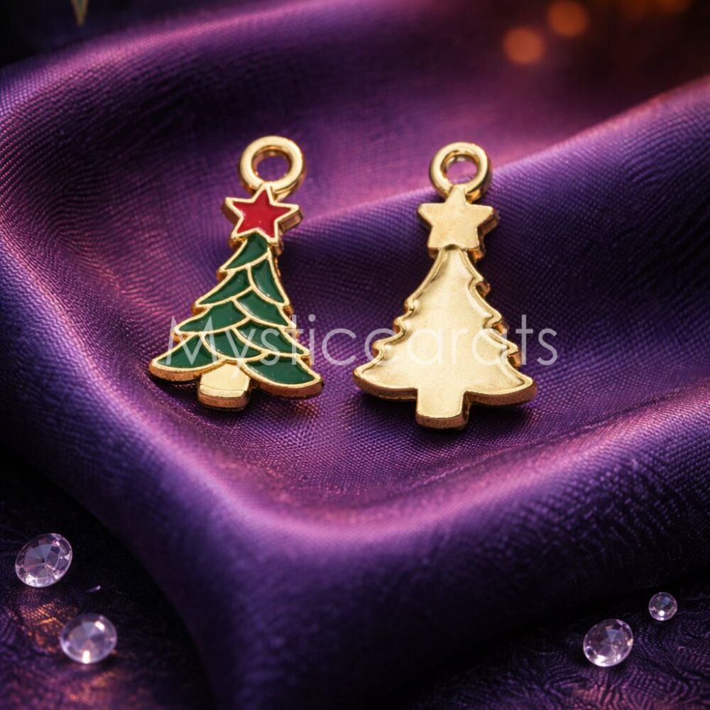 Silver Christmas Tree Enamel Pendant