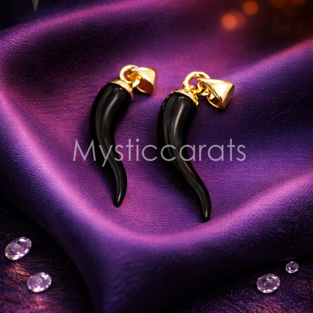 Silver Black Italian Horn Cornicello Pendant