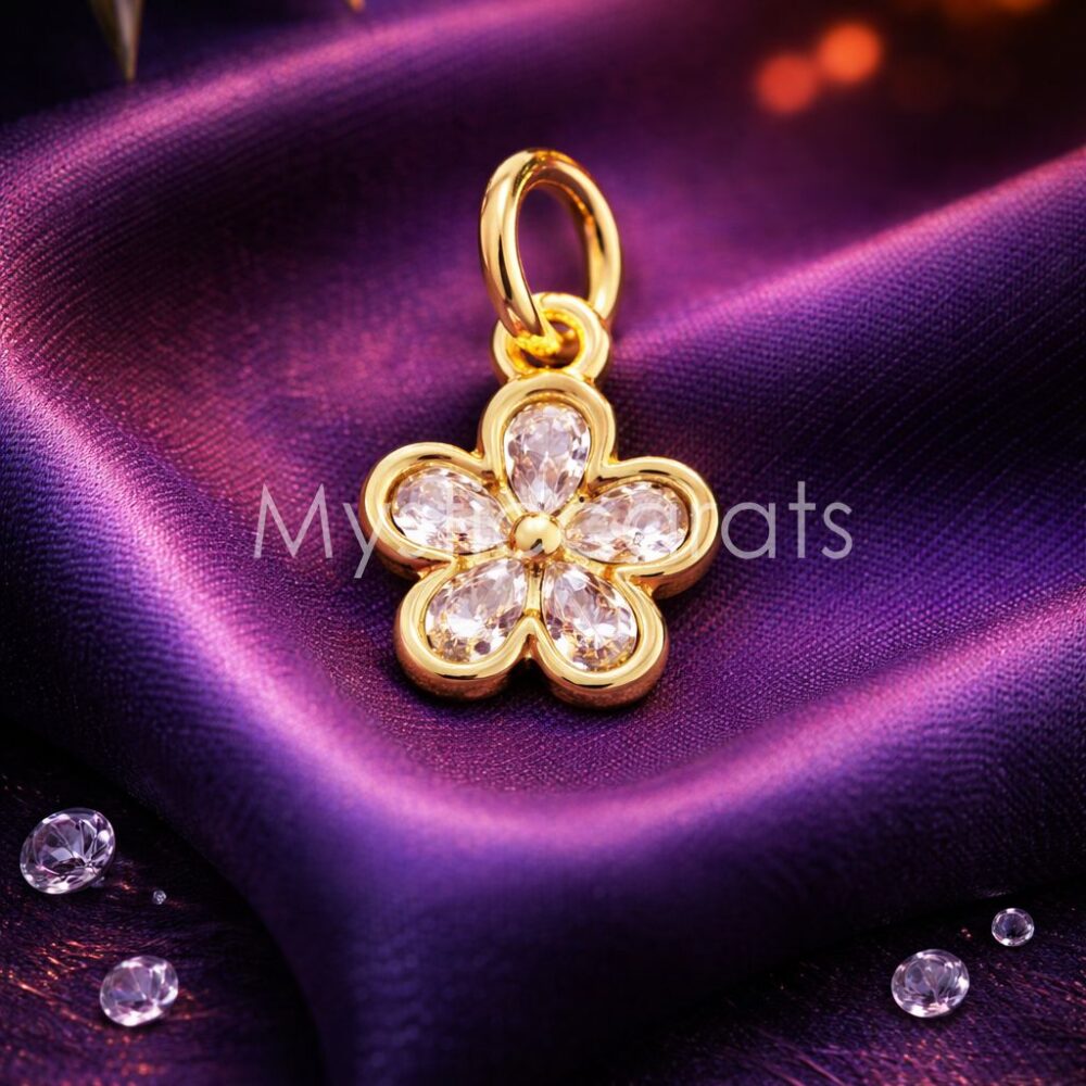 Silver Dainty Floral Crystal Pendant